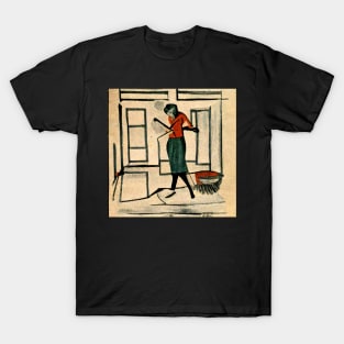 Old fashioned sketch graphic of woman in her house. T-Shirt